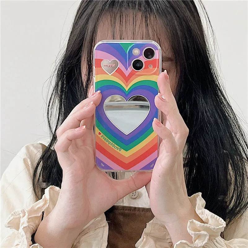 Coque de téléphone en silicone miroir Rainbow Love