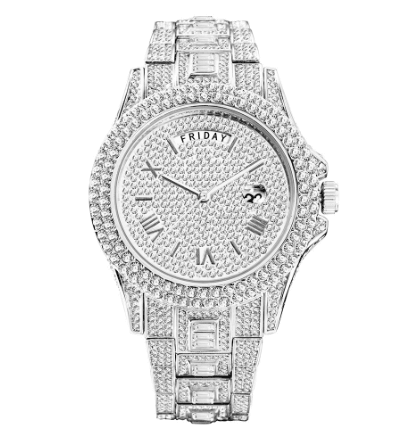 Montre entièrement sertie de cristaux glacés