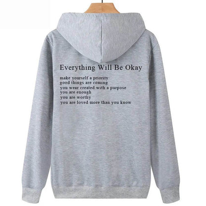 Everything Will Be Okay Loose Casual Men's And Women's Korean Version Loose Round Neck Top