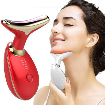 LED neck beauty device - Photon Therapy Neck Beauty Anti Wrinkle Machine EMS Tighten Massager