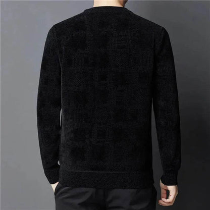 Winter Fleece-lined Chenille Pullover Sweater For Men