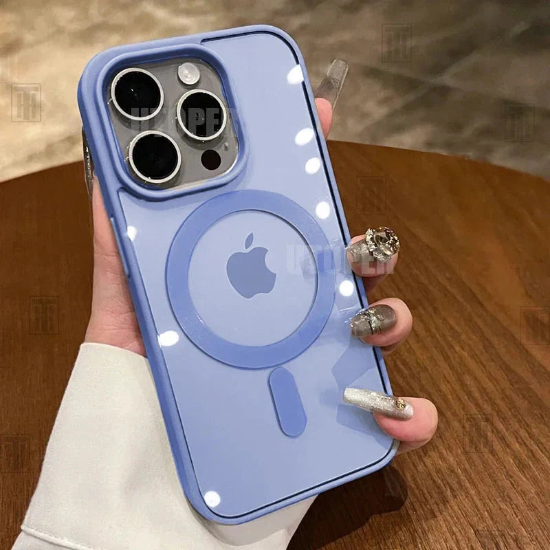Pink Transparent Acrylic Case for Iphone 17 Air 16 15 14 13 12 11 Pro Max plus Hard Shockproof Powerful Magnetic Magsafe Cover