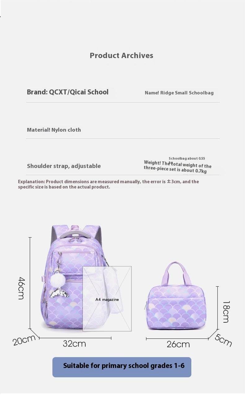 3 in 1 set Primary School Girls Backpack Lunch Bag and Pencil Pouch