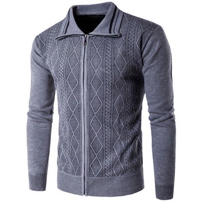 Men's Thickened Cotton Cardigan Zipper Lapel Sweater