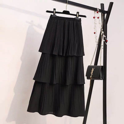 Women's Spring And Summer Chiffon layered Midi maxi Skirt