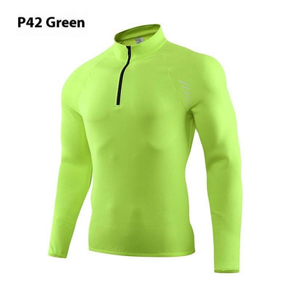 Half Zipper Long Sleeve Workout Top Outdoor Running Quick-drying Gym Shirt