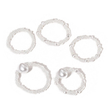 White Pearl Rice Bead Ring