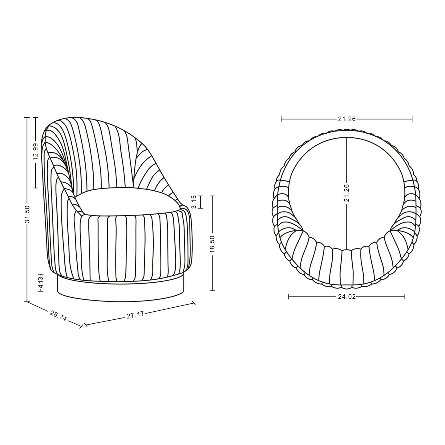 Pumpkin Swivel Chenille Accent Chair - Grey/Gold