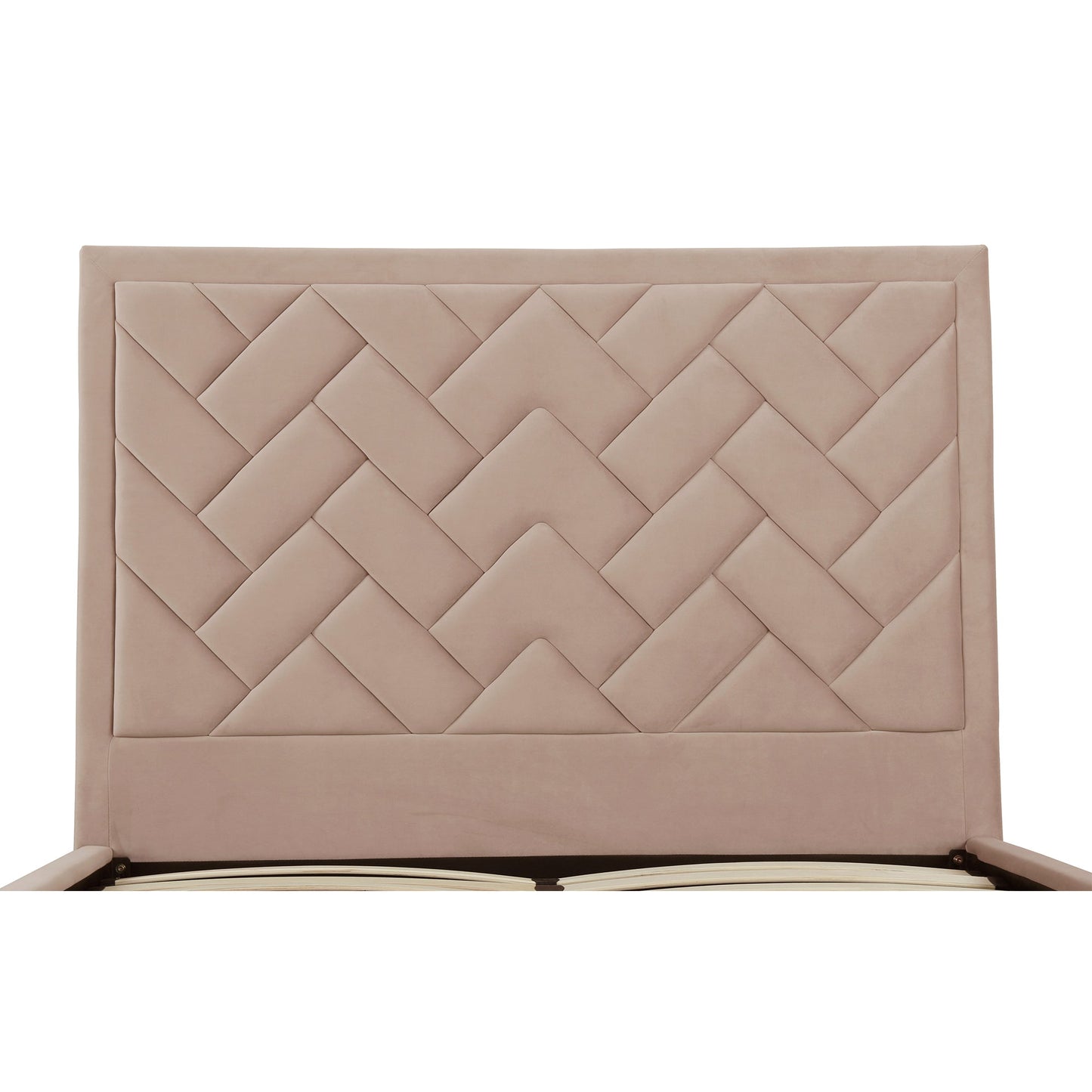 Lit plateforme Queen en velours rembourré Gallagher - Beige nude