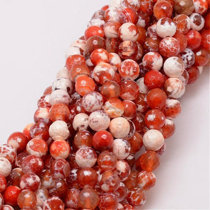 Fire Crackle Agate Orange Faceted Gemstone Bead