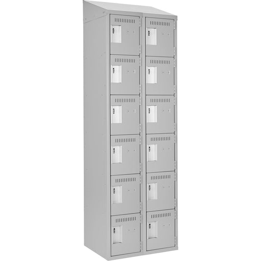 Clean-Line Lockerette, 6 -tier, Bank of 2, 15" x 72" x 12", Steel