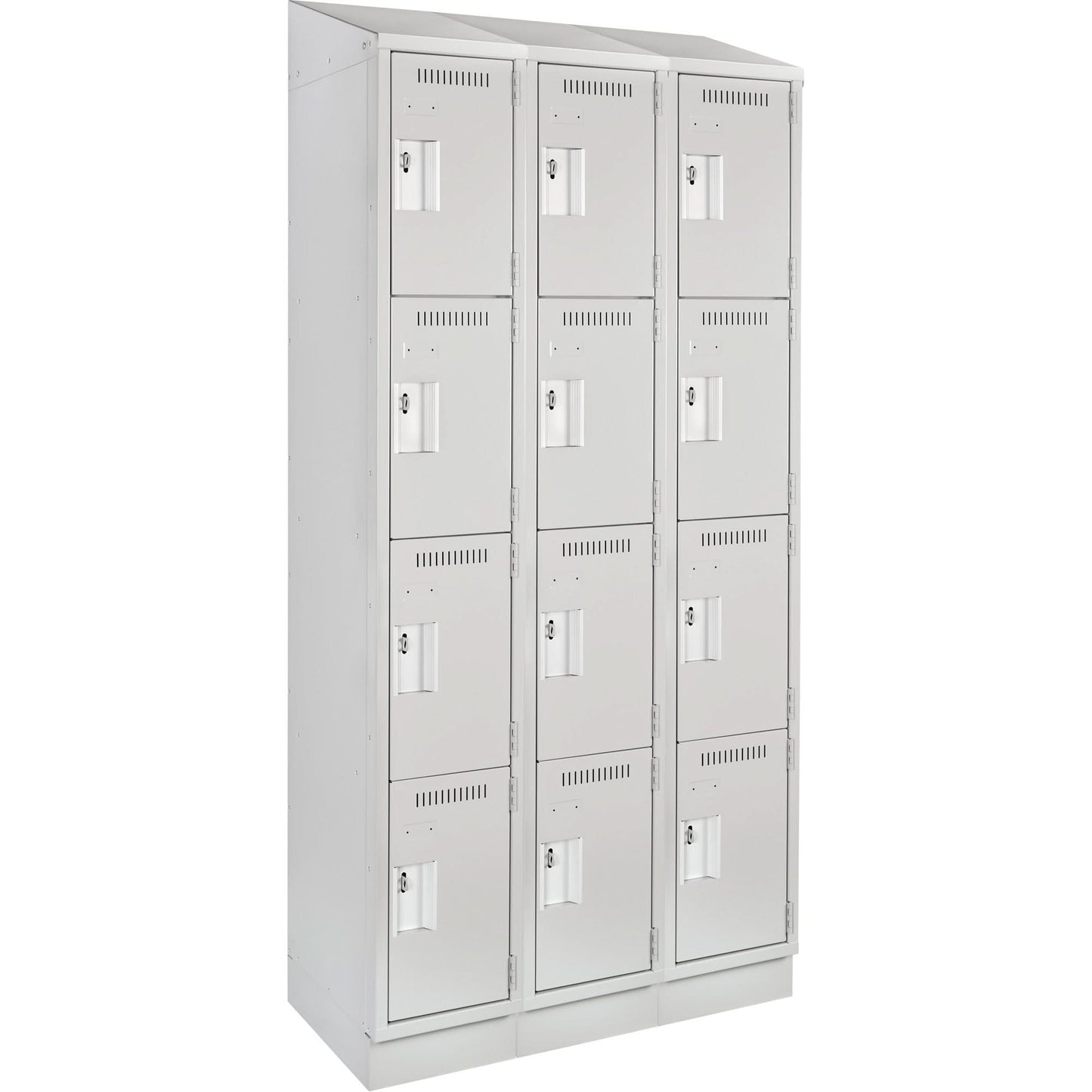 Casiers Clean Line™ à 4 niveaux, Bloc de 3, 36" x 15" x 82", Acier, Gris, Rivet (assemblé)