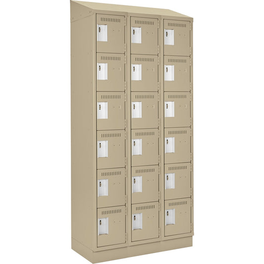Clean-Line Lockerette, 6 -tier, Bank of 3, 15" x 72" x 12", Steel