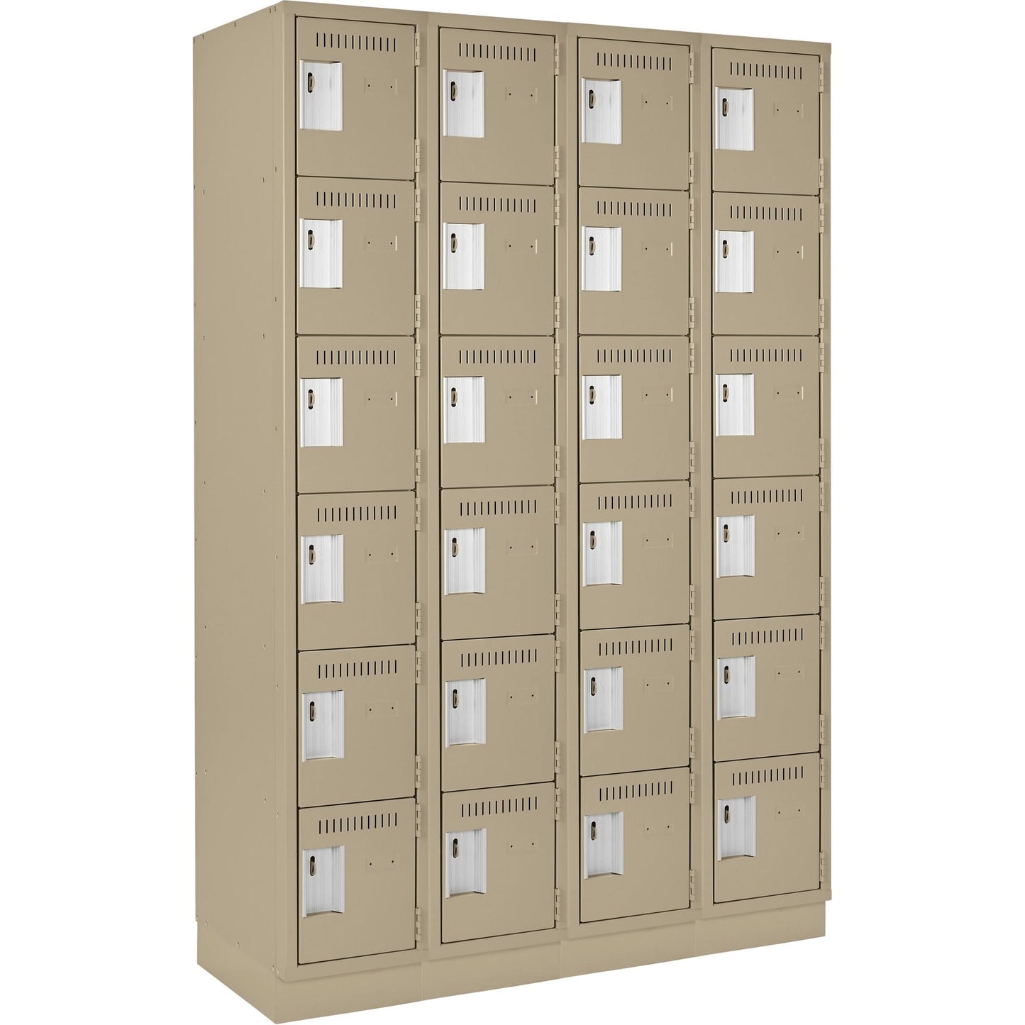 Casier Clean Line™, 6 niveaux, 4 modules, 48" x 18" x 76", Acier, Beige, Rivet (assemblé)