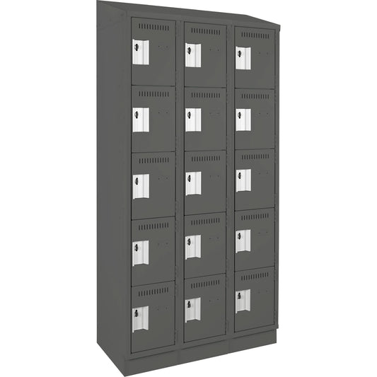 Casiers Clean Line™ 5 niveaux, batterie de 3, 36" x 18" x 82", acier, anthracite, Rivet (assemblé)