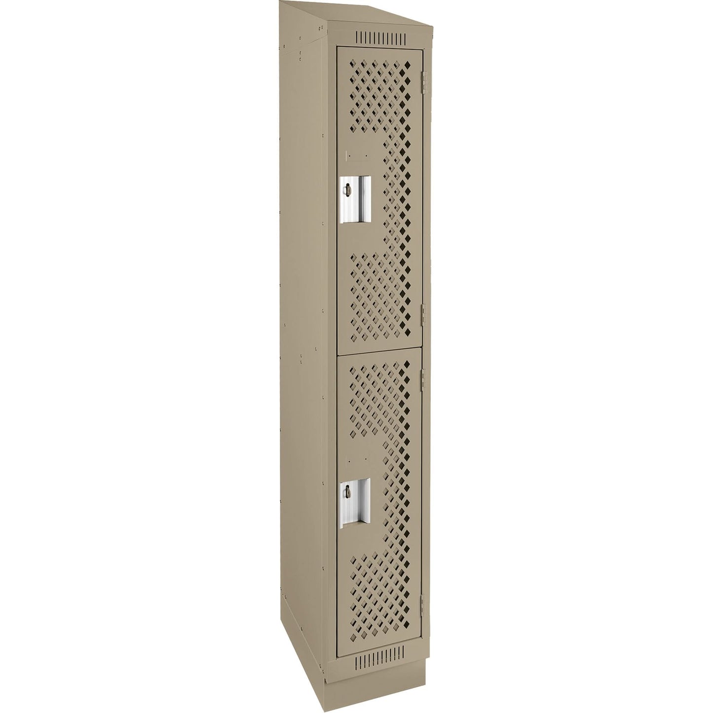 Clean Line™ Lockers, 2 -tier, 12" x 12" x 82", Steel, Beige, Rivet (Assembled), Perforated