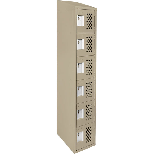 Casiers perforés Assembled Lockerettes Clean Line™ Economy, 6 casiers, 18" x 72" x 12", acier