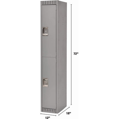 Lockers, 2 -tier, 12" x 18" x 72", Steel, Grey, Rivet (Assembled)