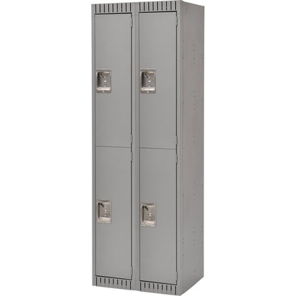 Lockers, 2 -tier, Bank of 2, 24" x 18" x 72", Steel, Grey, Rivet (Assembled)