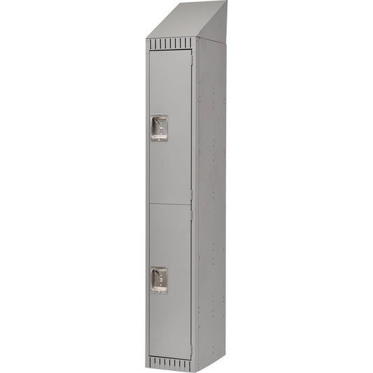 Assembled Lockers, 2 -tier, 12" x 18" x 72", Steel, Grey, Rivet (Assembled)