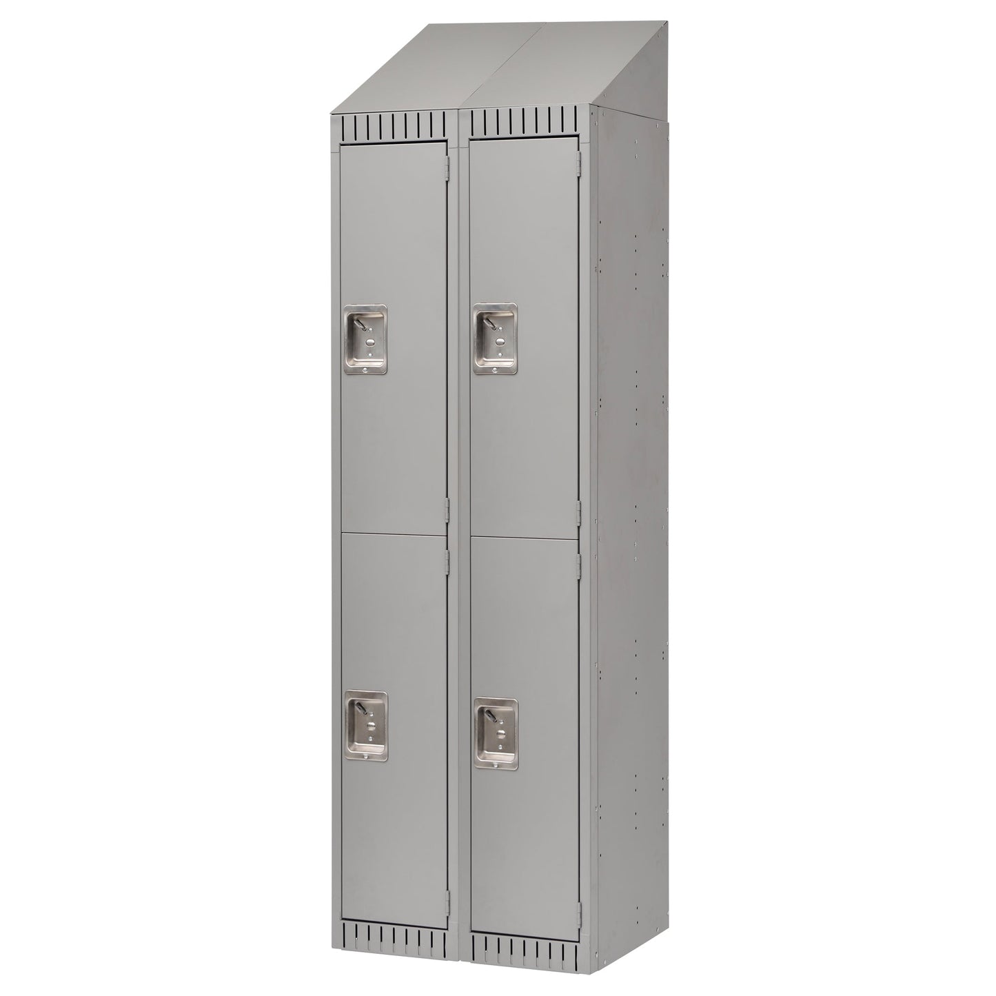 Casiers assemblés, 2 niveaux, Bloc de 2, 24" x 18" x 72", Acier, Gris, Rivet (Assemblé)