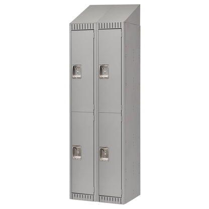 Casiers assemblés, 2 niveaux, Bloc de 2, 24" x 18" x 72", Acier, Gris, Rivet (Assemblé)