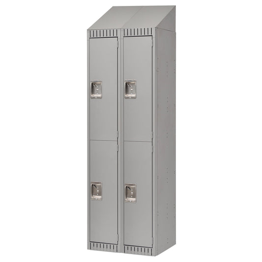 Casiers assemblés, 2 niveaux, Bloc de 2, 24" x 18" x 72", Acier, Gris, Rivet (Assemblé)