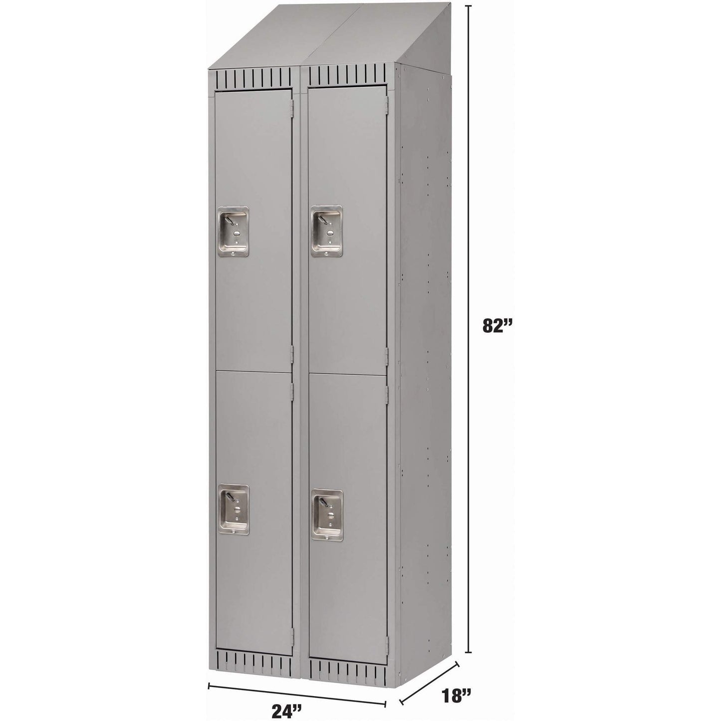Casiers assemblés, 2 niveaux, Bloc de 2, 24" x 18" x 72", Acier, Gris, Rivet (Assemblé)
