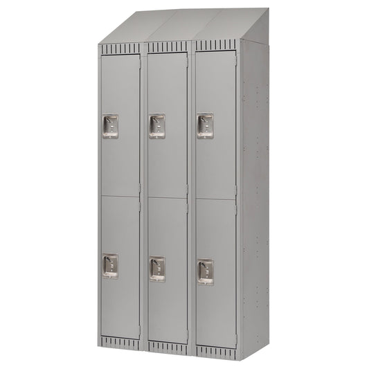 Assembled Lockers, 2 -tier, Bank of 3, 36" x 18" x 72", Steel, Grey, Rivet (Assembled)
