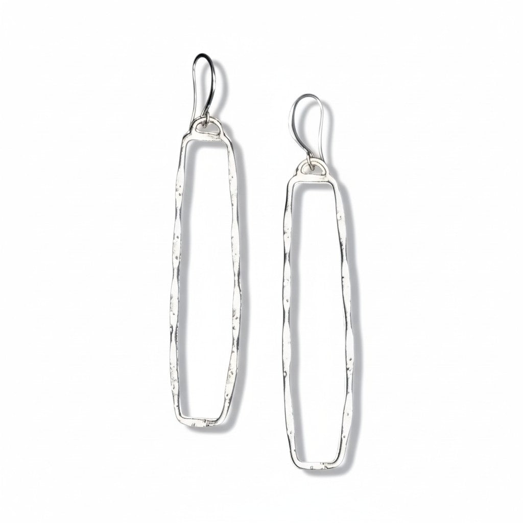 Boucles d'oreilles pendantes rectangulaires - Plaqué argent