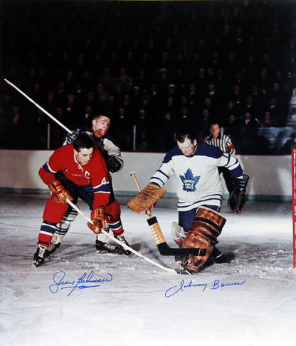 JEAN BELIVEAU & JOHNNY BOWER SIGNED PHOTO - TO MAPLE LEAFSMTL CANADIENS  20"X16"