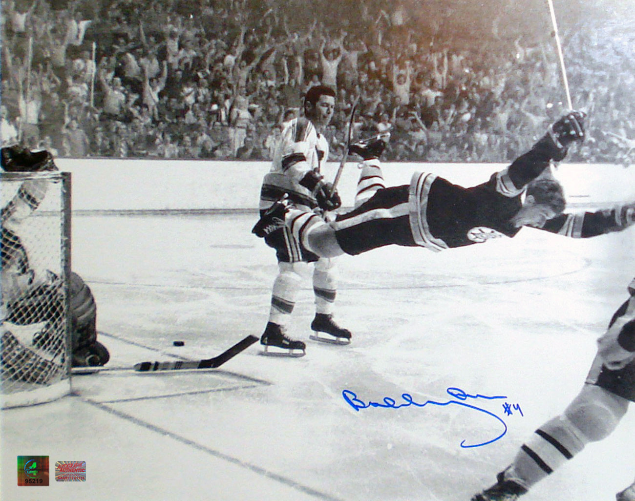 BOBBY ORR "THE GOAL" AUTOGRAPHED 16X20 PHOTOGRAPH - BOSTON BRUINS