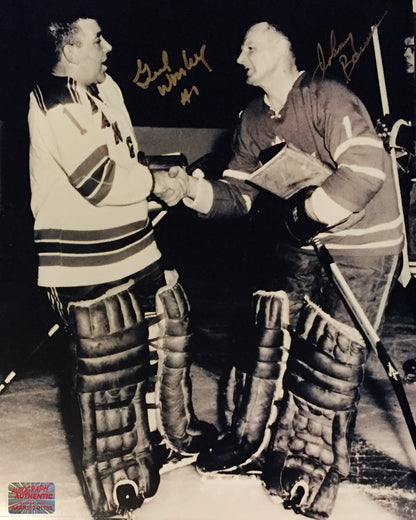 Johnny Bower & Gump Worsley Dual Signed 8x10 Photograph