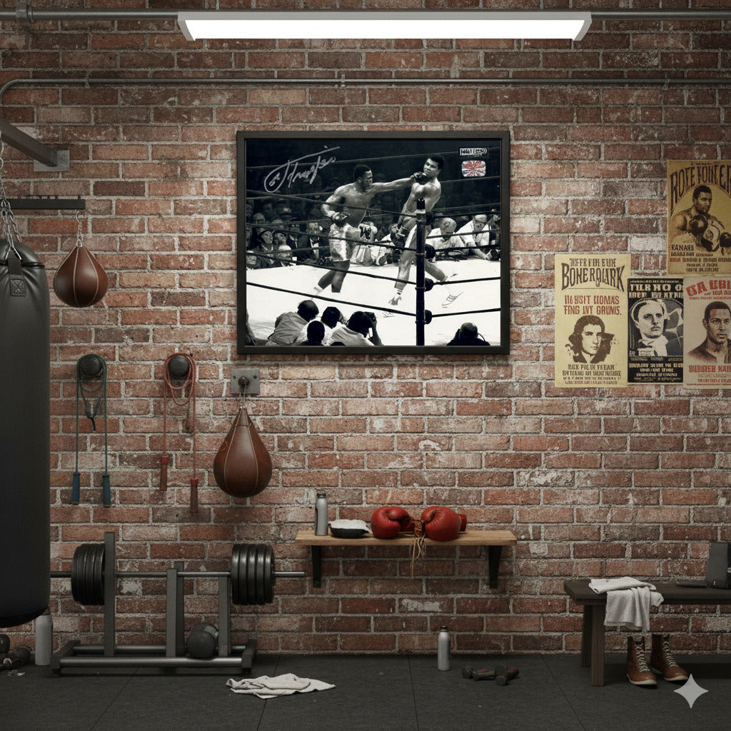 MUHAMMAD ALI ET PHOTO DE BOXE 8X10 DÉDICACÉE PAR JOE FRAZIER, SIGNÉE À LA MAIN, IMAGE DE COMBAT POIDS LOURDS