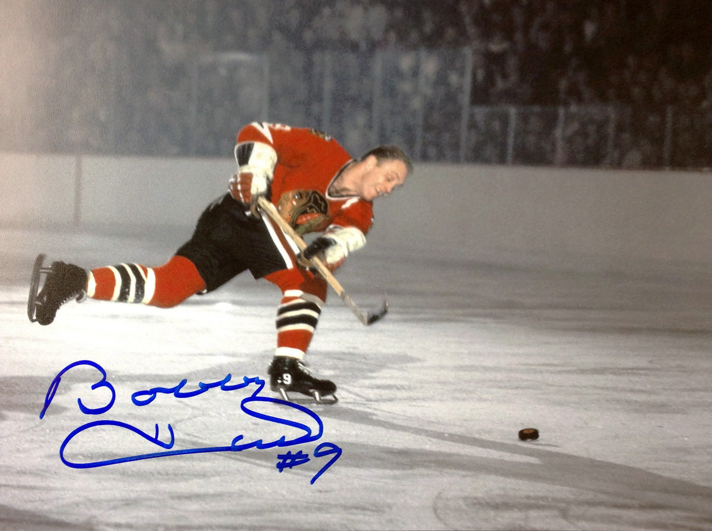 BOBBY HULL 51ST GOAL 8X10 SIGNED PHOTO - CHICAGO BLACKHAWKS