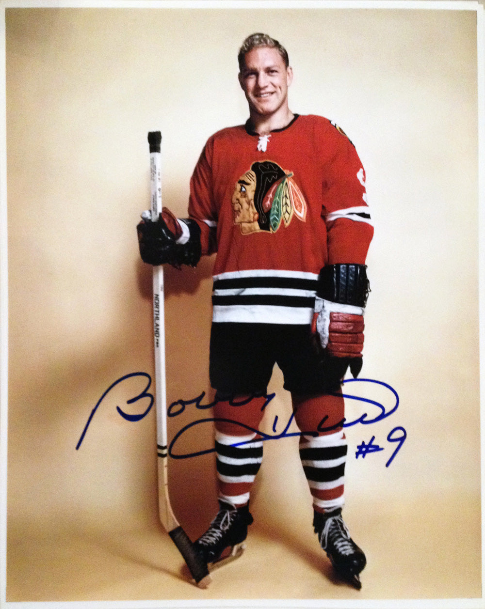 BOBBY HULL SIGNED 8X10 PHOTO - CHICAGO BLACKHAWKS (HHOF)