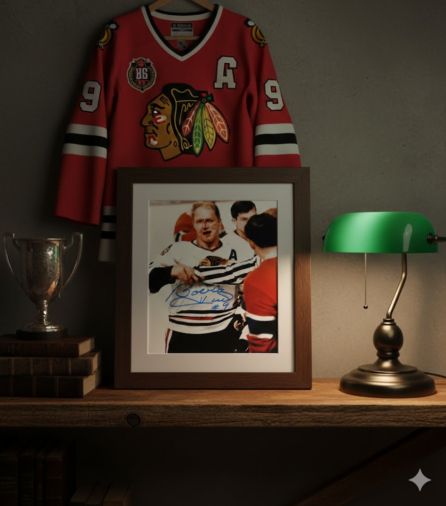 Bobby Hull Autographed 8x10 Bloody Photograph