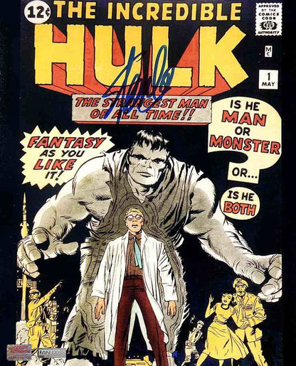 STAN LEE SIGNED MARVEL HULK #1 COMIC COVER 8X10 PHOTO