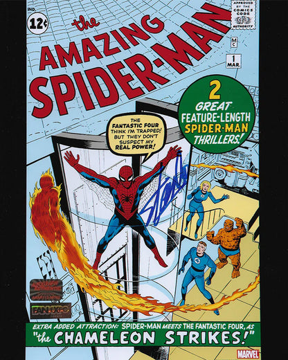 STAN LEE A SIGNÉ UNE COUVERTURE DE BANDE DESSINÉE « AMAZING SPIDER-MAN #1 » DE 8 X 10 POUCES – OBJET DE COLLECTION MARVEL AUTOGRAPHIÉ