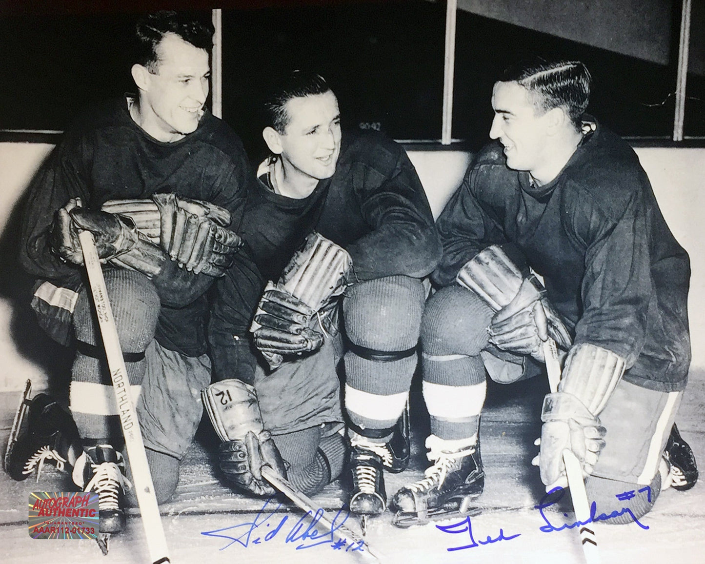 SIGNED SID ABEL & TED LINDSAY 8X10 PHOTO, DETROIT RED WINGS