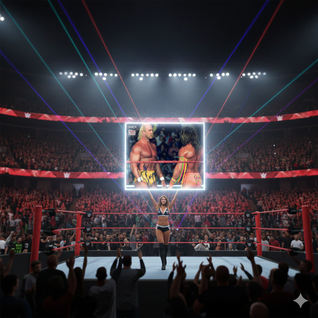 PHOTOGRAPH DE MATCH DE CATCH 8X10 AUTOCOLLÉE PAR HULK HOGAN SIGNÉE À LA MAIN IMAGE D'ACTION DANS L'ARÈNE