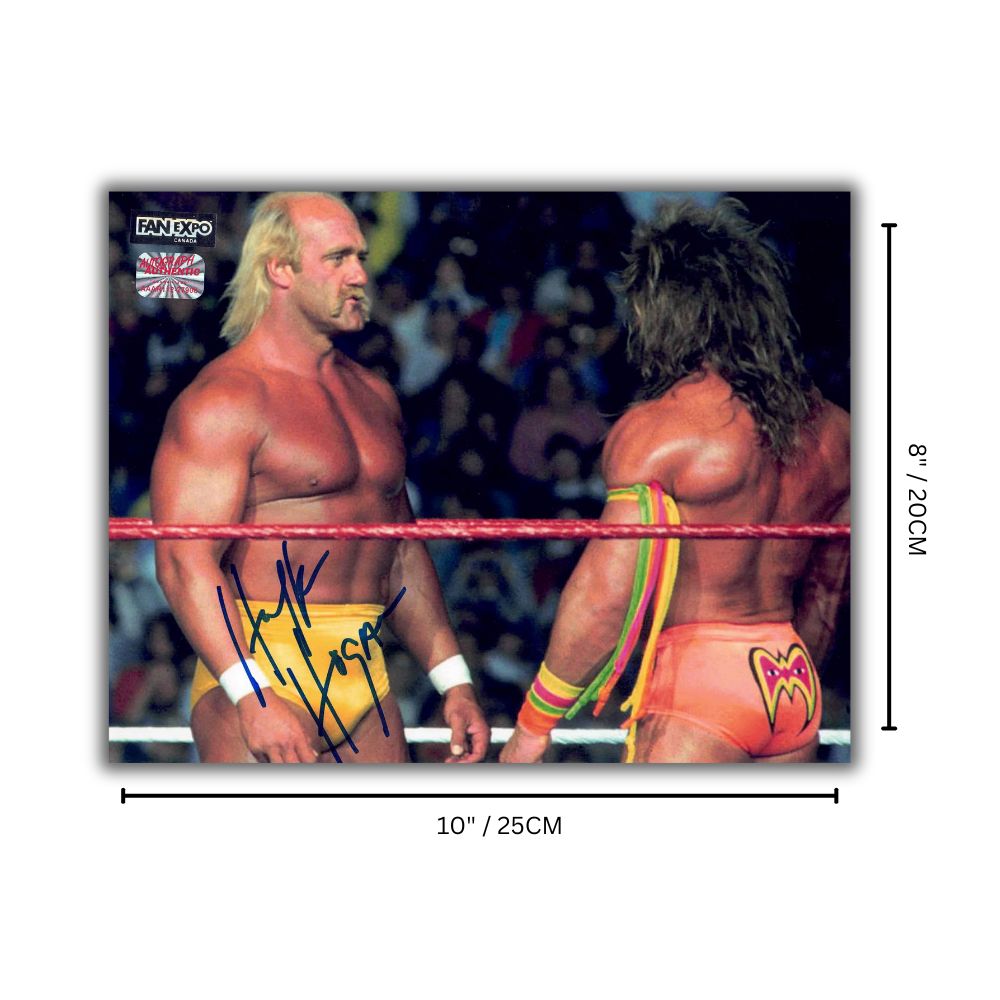 PHOTOGRAPH DE MATCH DE CATCH 8X10 AUTOCOLLÉE PAR HULK HOGAN SIGNÉE À LA MAIN IMAGE D'ACTION DANS L'ARÈNE