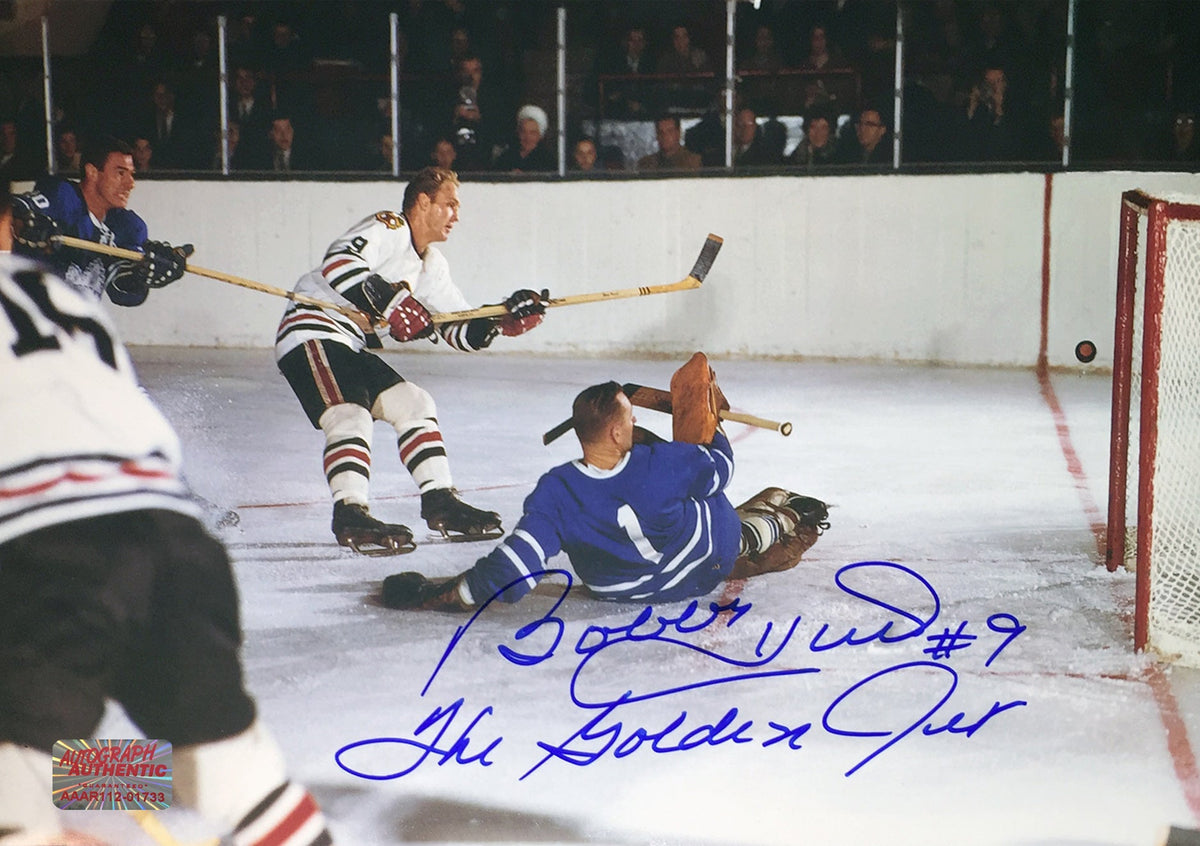 Bobby Hull Signed 8x12 Photograph with Johnny Bower