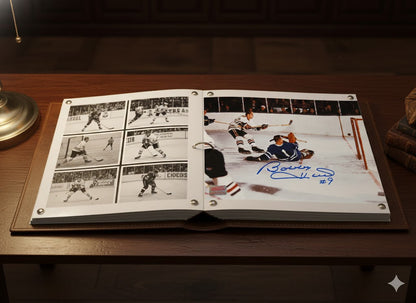 Bobby Hull Signed 8x12 Photograph with Johnny Bower