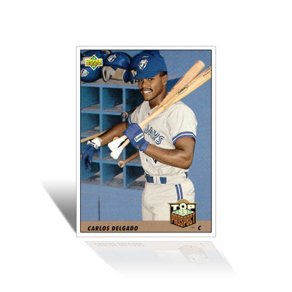 CARLOS DELGADO UPPER DECK ROOKIE CARD (1993) - TORONTO BLUE JAYS (3.5" BY 2.5")