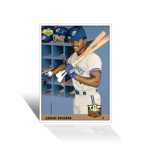 CARLOS DELGADO UPPER DECK ROOKIE CARD (1993) - TORONTO BLUE JAYS (3.5" BY 2.5")