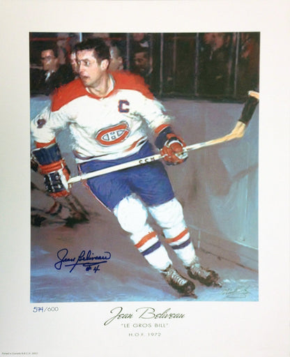 JEAN BELIVEAU SIGNED LIMITED EDITION LITHOGRAPH - MONTREAL CANADIENS 17"X14"