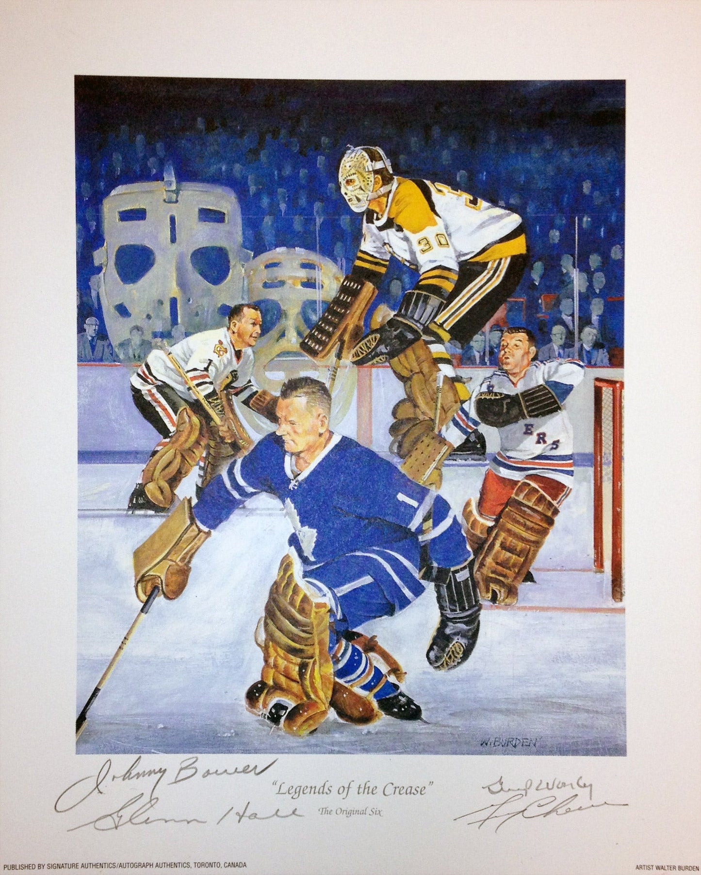LEGENDS OF THE CREASE LITHOGRAPH - 4 AUTOGRAPHS (11" BY 9")