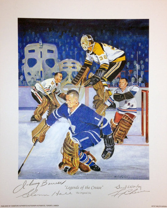 LEGENDS OF THE CREASE LITHOGRAPH - 4 AUTOGRAPHS (11" BY 9")