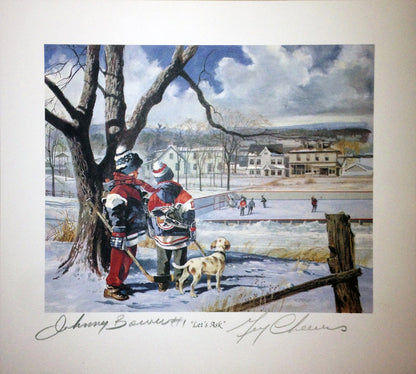 LET'S ASK LITHOGRAPH, SIGNED: JOHNNY BOWER & GERRY CHEEVERS (9.5" BY 8.5")
